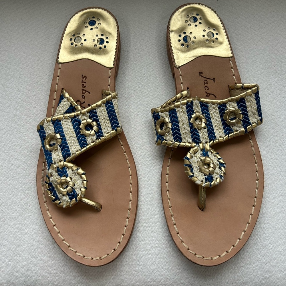Jack Rogers Navajo nautical w/gold. 8